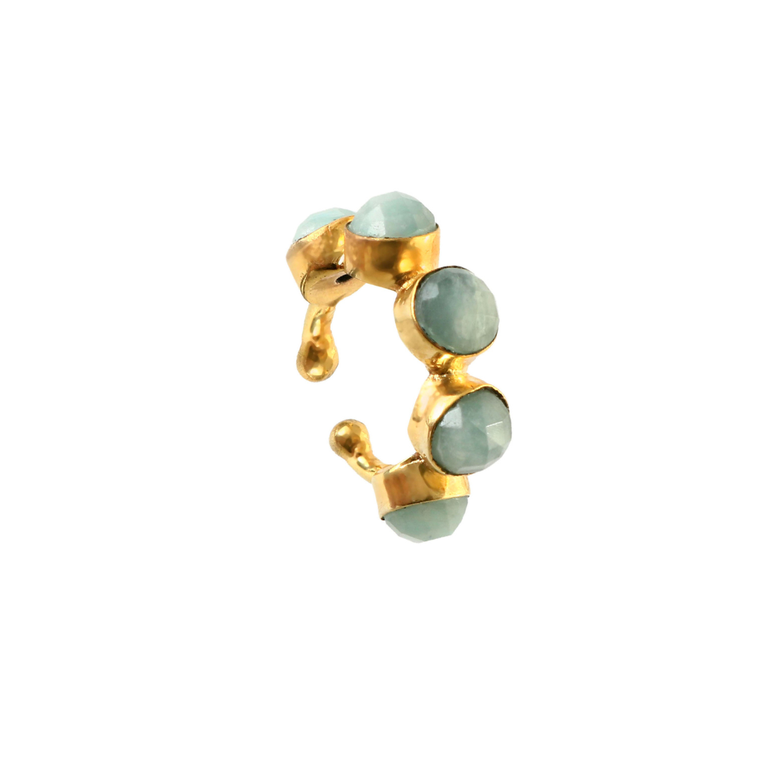 ZORA, EARCUFF CON PIEDRAS NATURALES Y BAÑO DE ORO