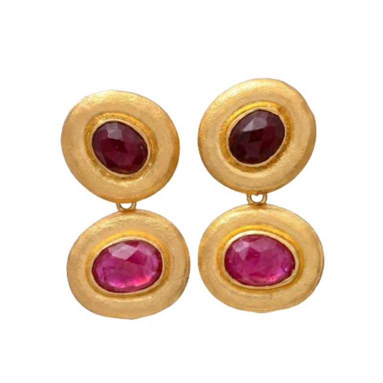 ACACIA, ARETES DESMONTABLES CON PIEDRAS NATURALES Y BAÑO DE ORO