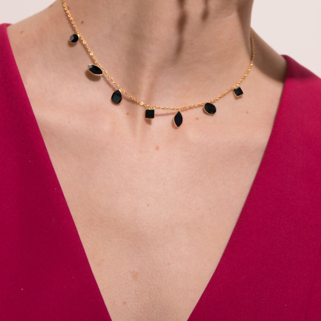 MAR, COLLAR CON PIEDRAS NATURALES Y BAÑO DE ORO.