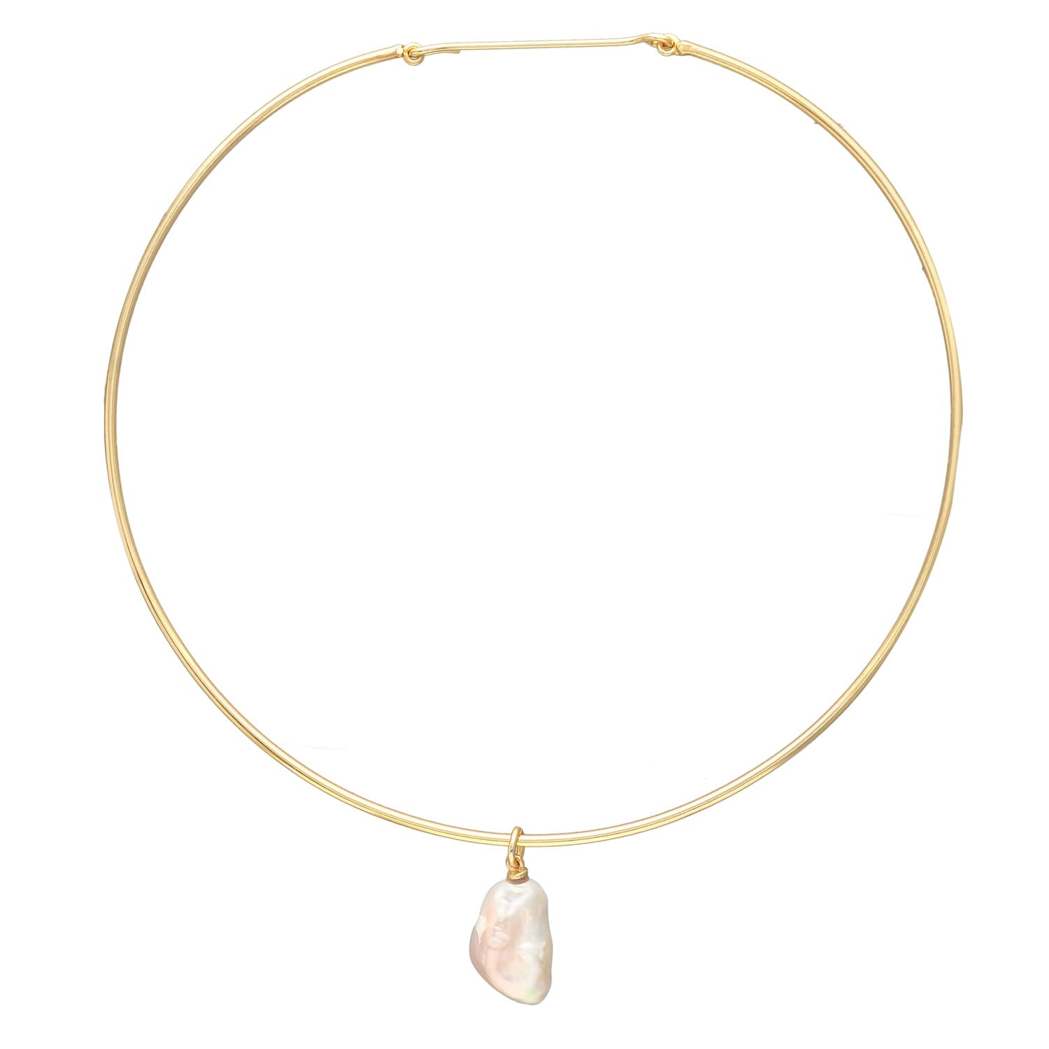 COLLAR, PÉROLA CON PERLA NATURAL Y BAÑO DE ORO
