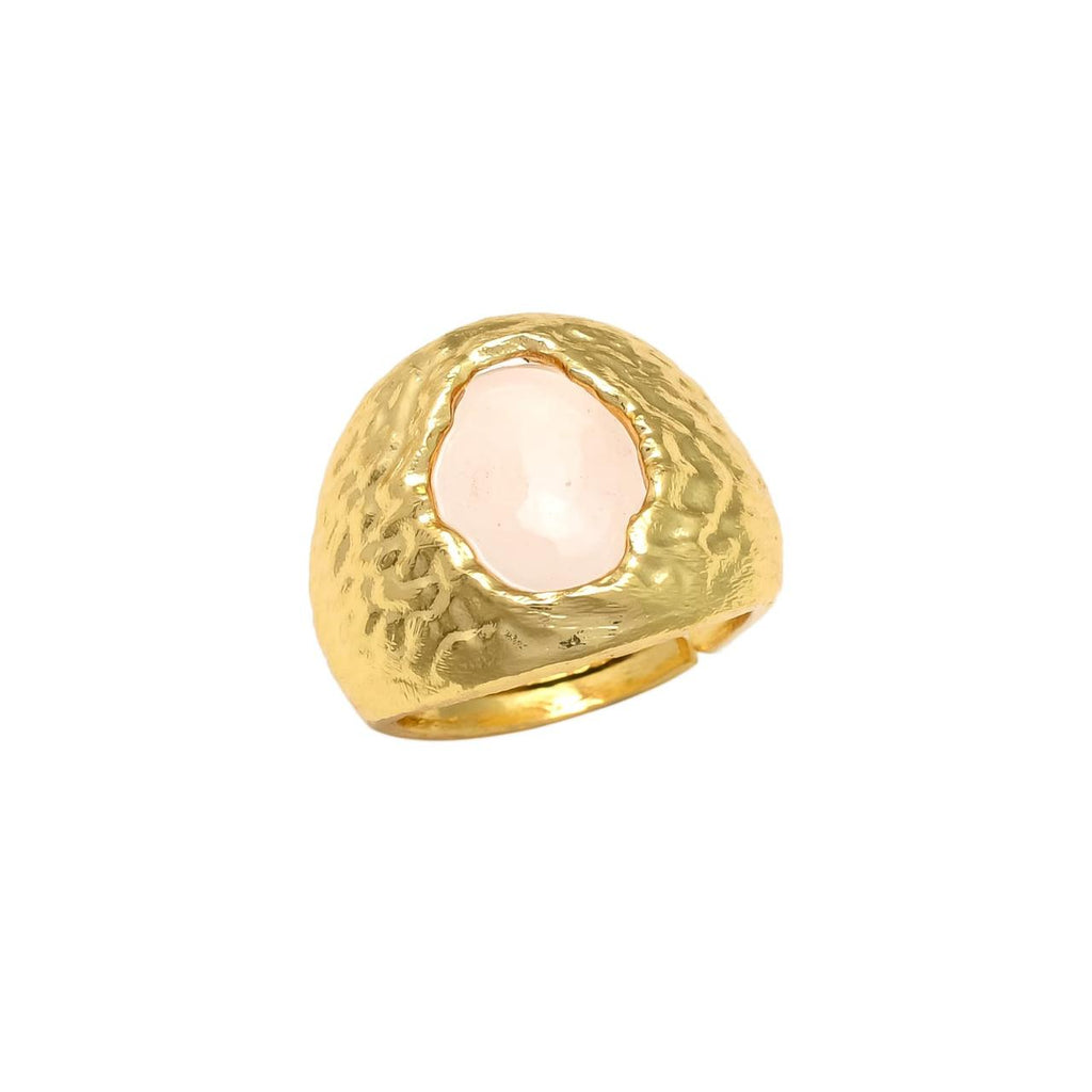 DELORA, ANILLO CON PIEDRAS NATURALES Y BAÑO DE ORO