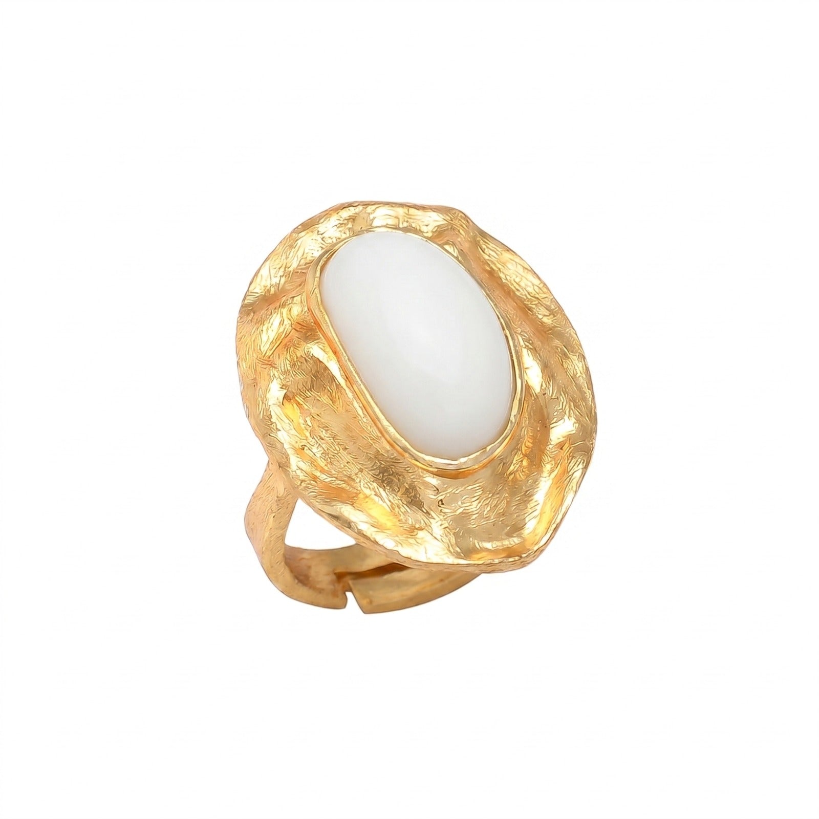 OLIVA, ANILLO CON PIEDRAS NATURALES Y BAÑO DE ORO