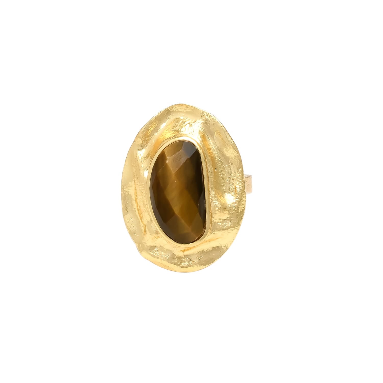 OLIVA, ANILLO CON PIEDRAS NATURALES Y BAÑO DE ORO