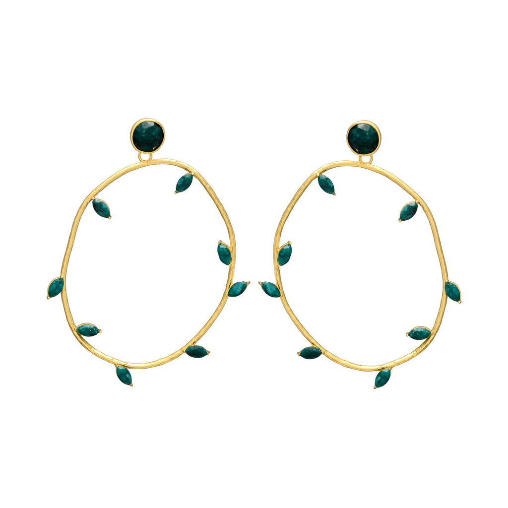 CITRA, ARETES DESMONTABLES CON PIEDRAS NATURALES Y BAÑO DE ORO