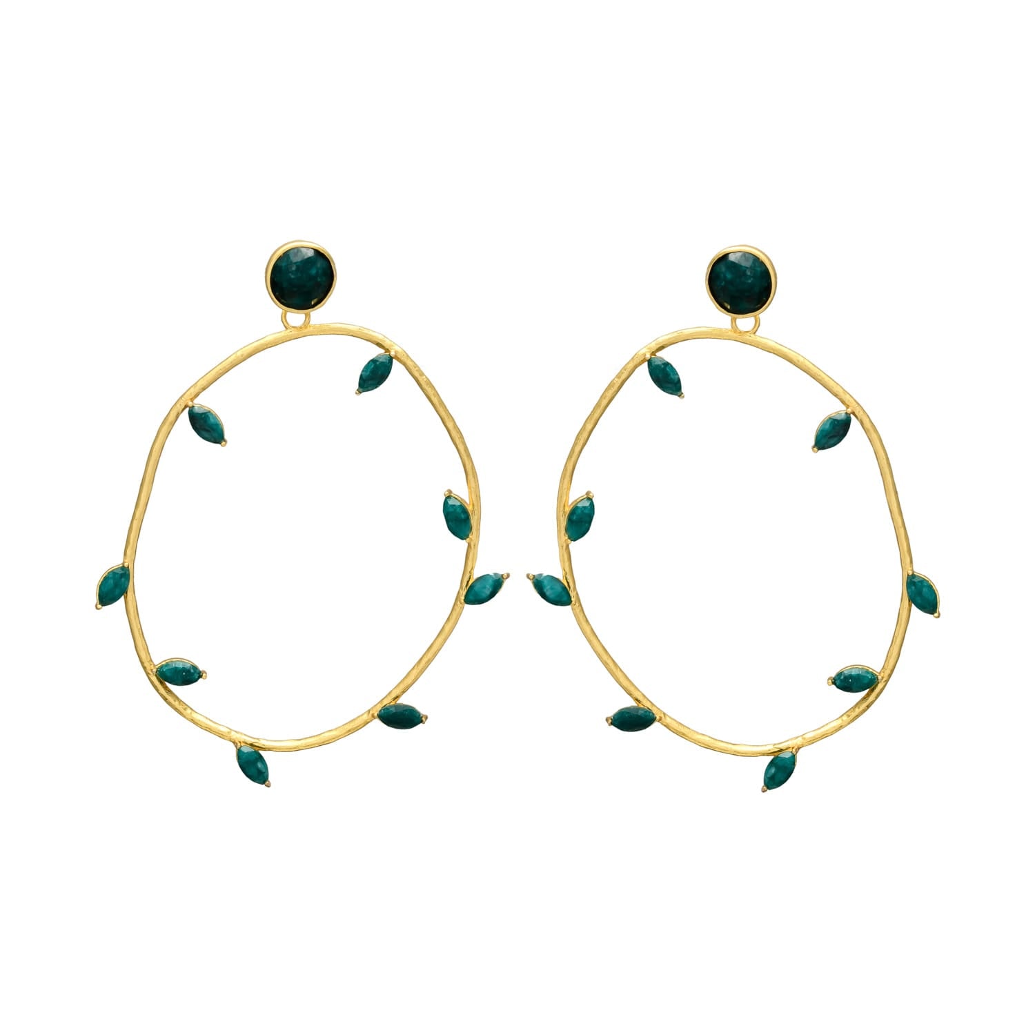 CITRA, ARETES DESMONTABLES CON PIEDRAS NATURALES Y BAÑO DE ORO