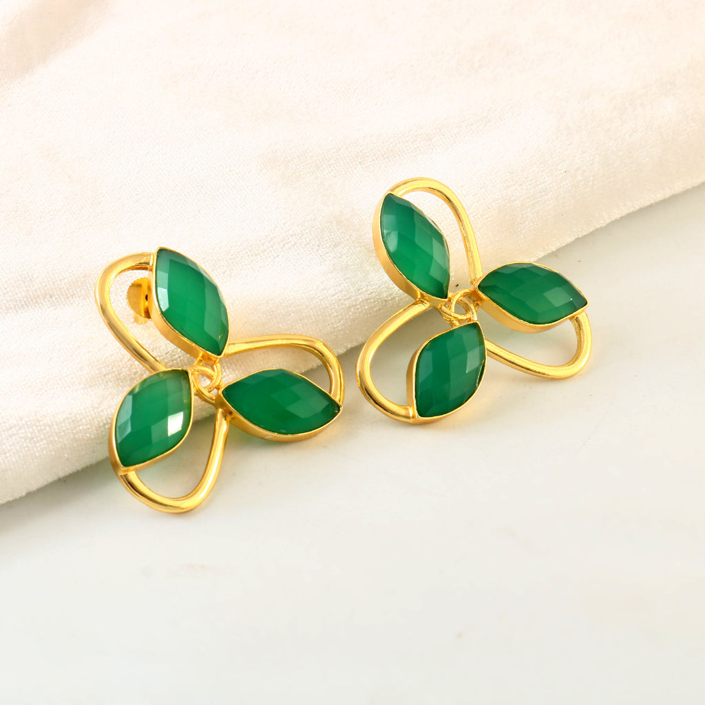MARIA JOSE,ARETES CON PIEDRAS NATURALES Y BAÑO DE ORO