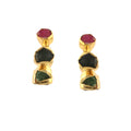 MINI AURATA, ARRACADAS CON PIEDRAS DRUZA DE CUARZO Y BAÑO DE ORO