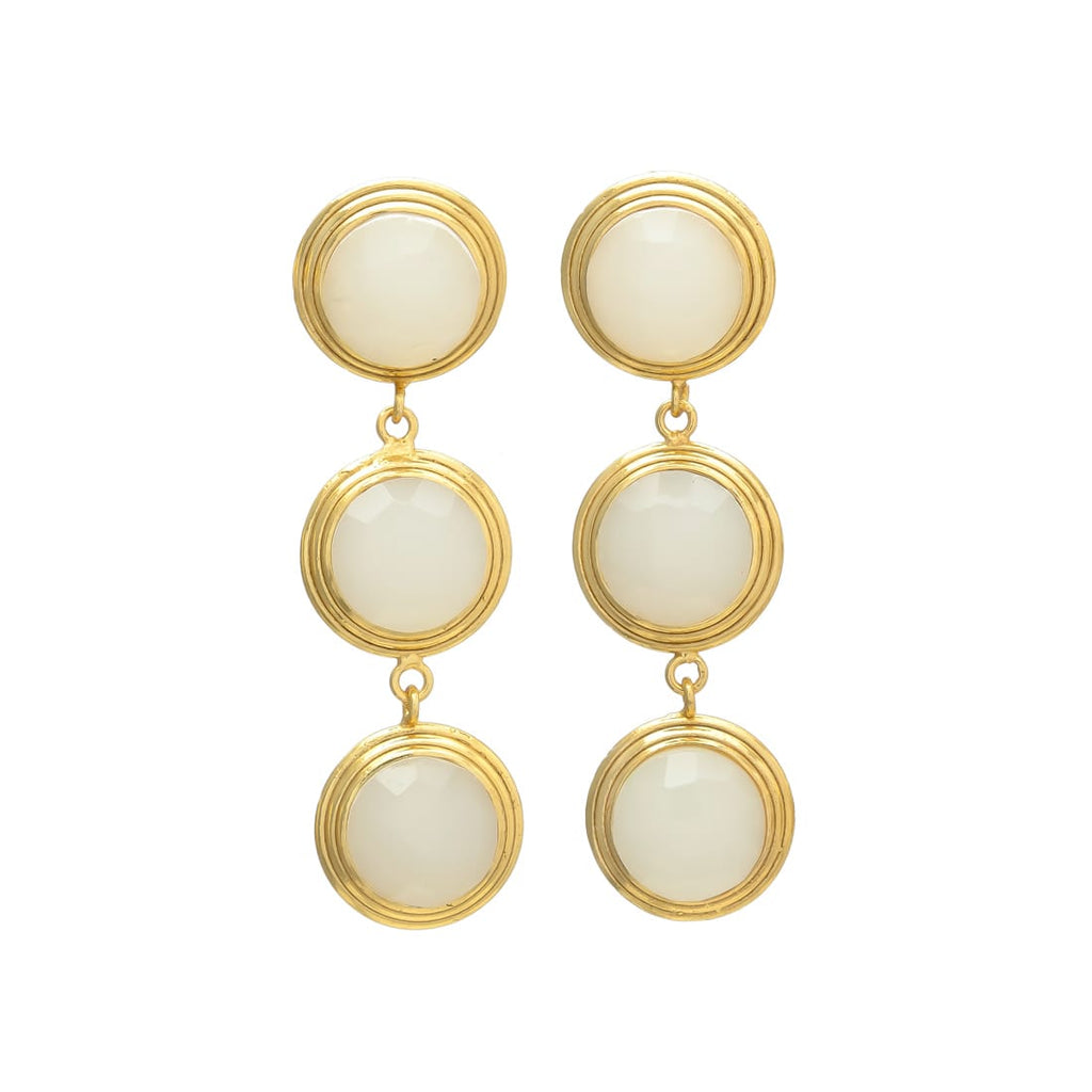 BERNARDA, ARETES CON PIEDRAS NATURALES Y BAÑO DE ORO.