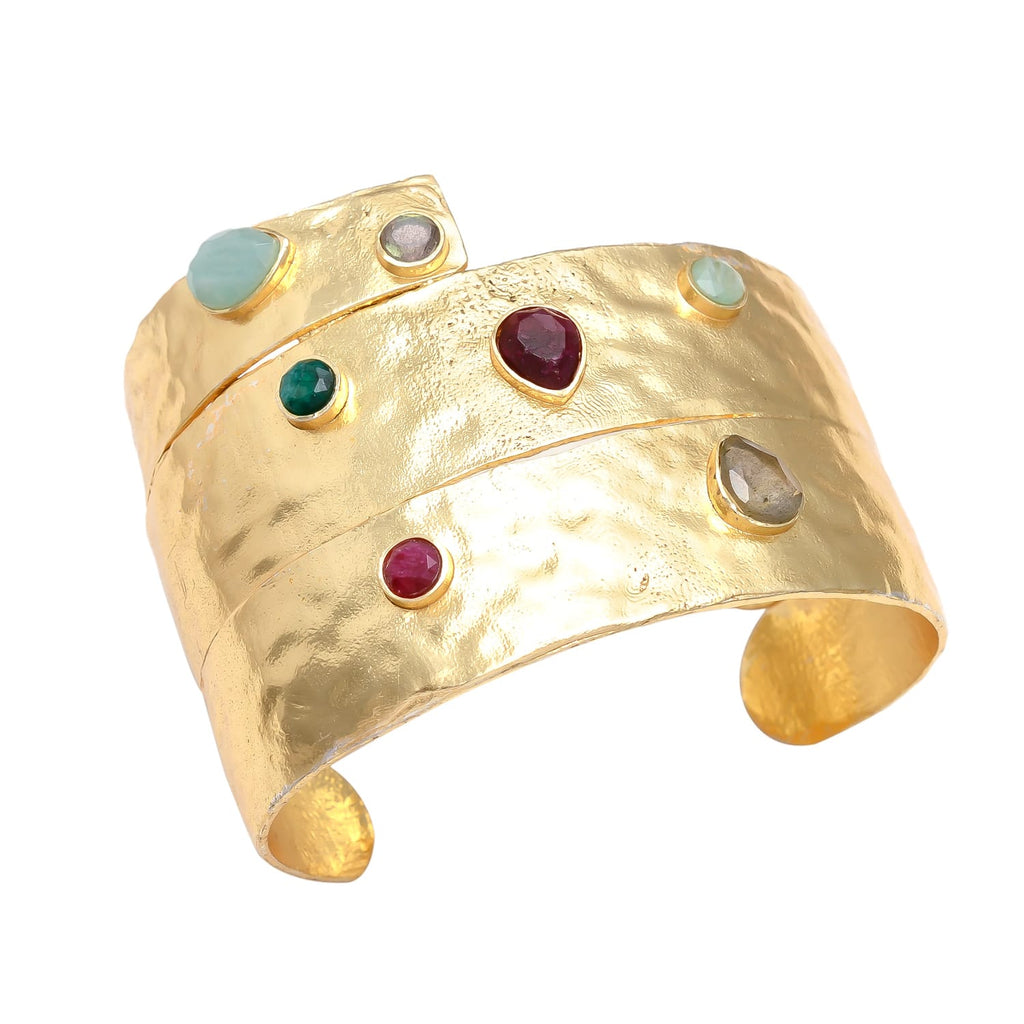 GEORGINA, BRAZALETE CON PIEDRAS NATURALES Y BAÑO DE ORO DE 14 K