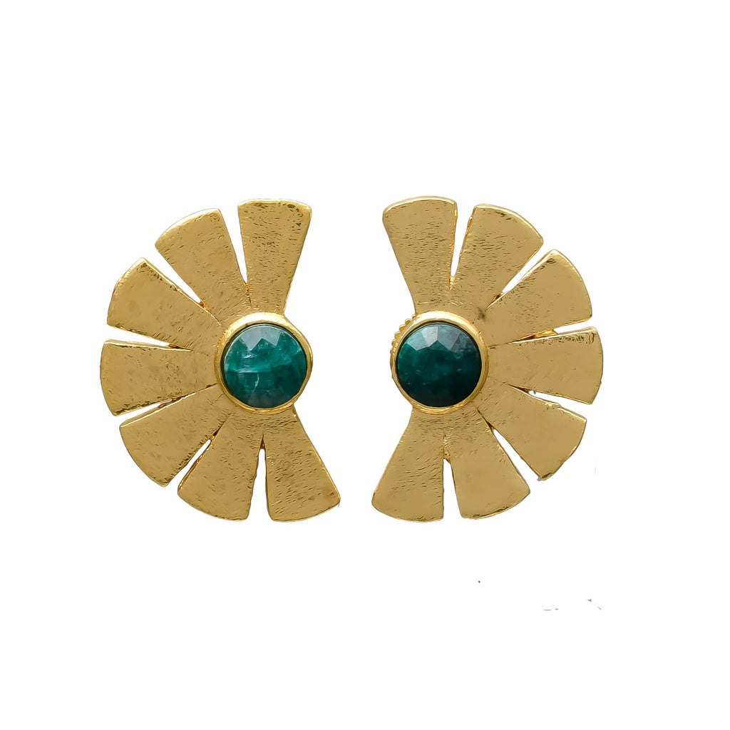 GISELLE, ARETES CON PIEDRAS NATURALES Y BAÑO DE ORO.