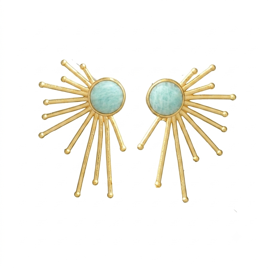 PAOLA, aretes con piedras naturales y baño de oro