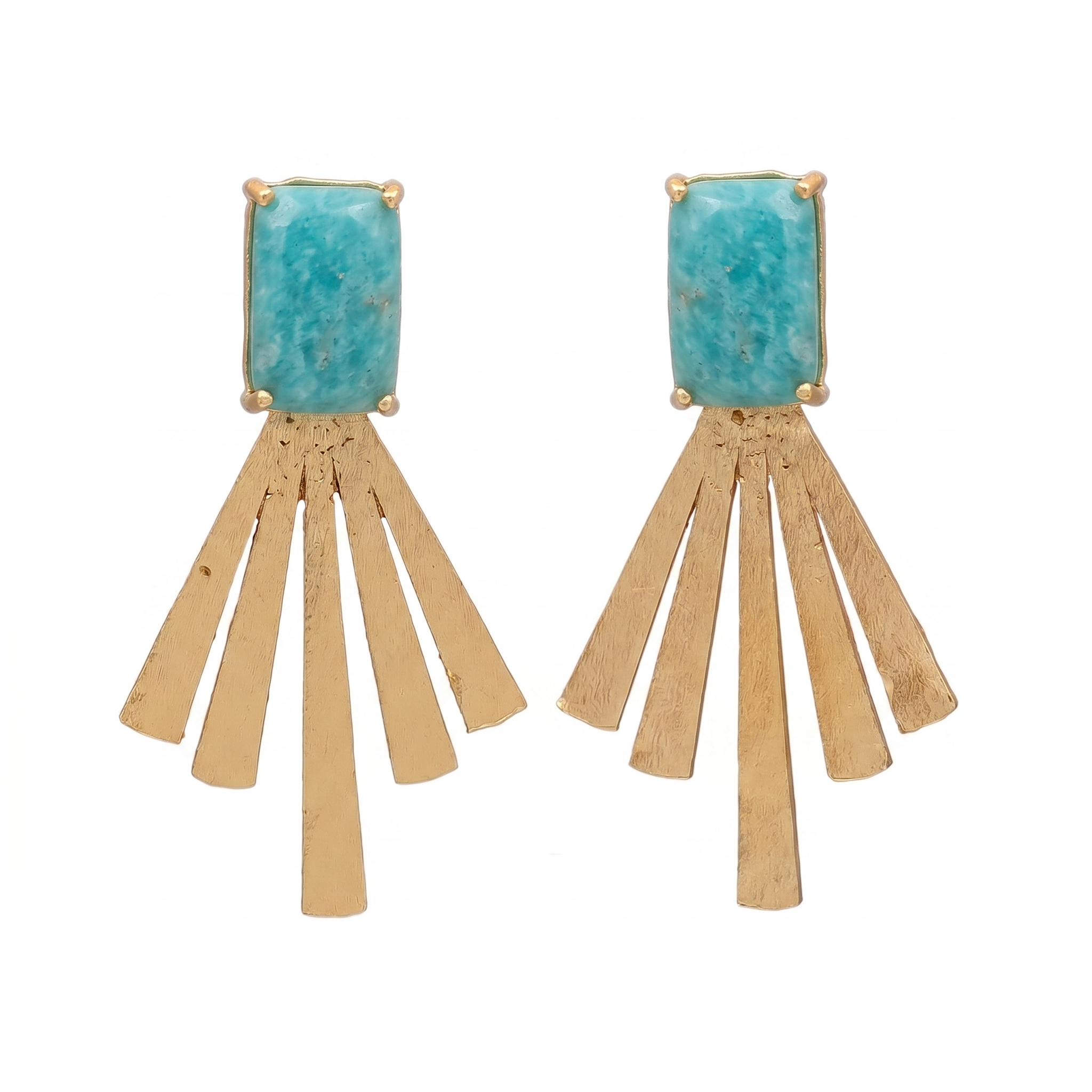 KARLOTA, ARETES CON PIEDRAS NATURALES Y BAÑO DE ORO