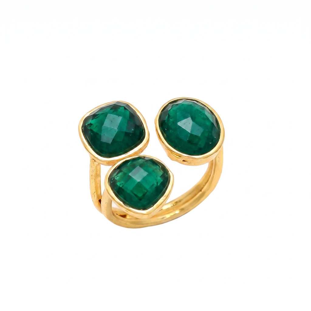 ALMA, anillo con piedras bañado en oro de 24k.
