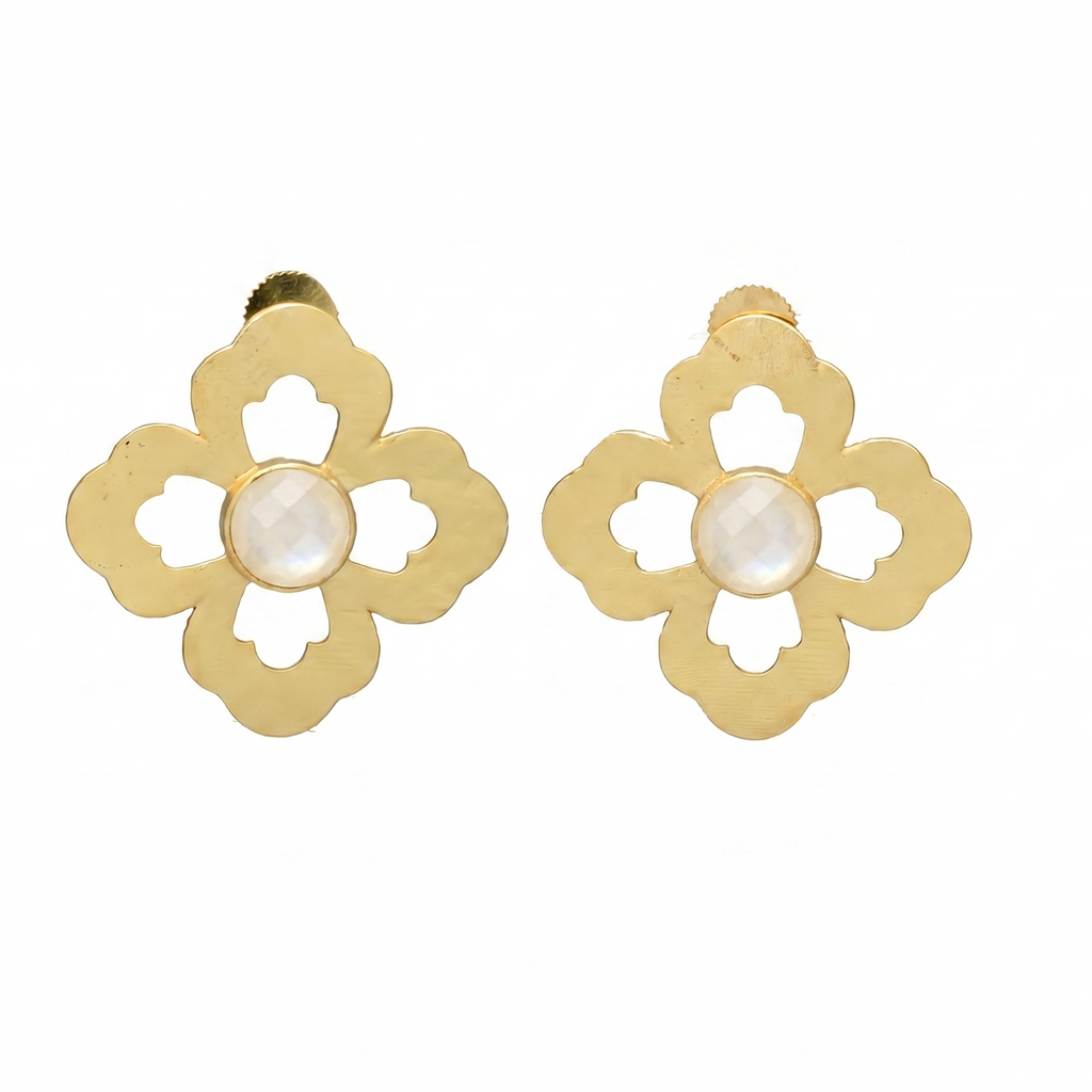 NILA, ARETES CON PIEDRAS NATURALES Y BAÑO DE ORO