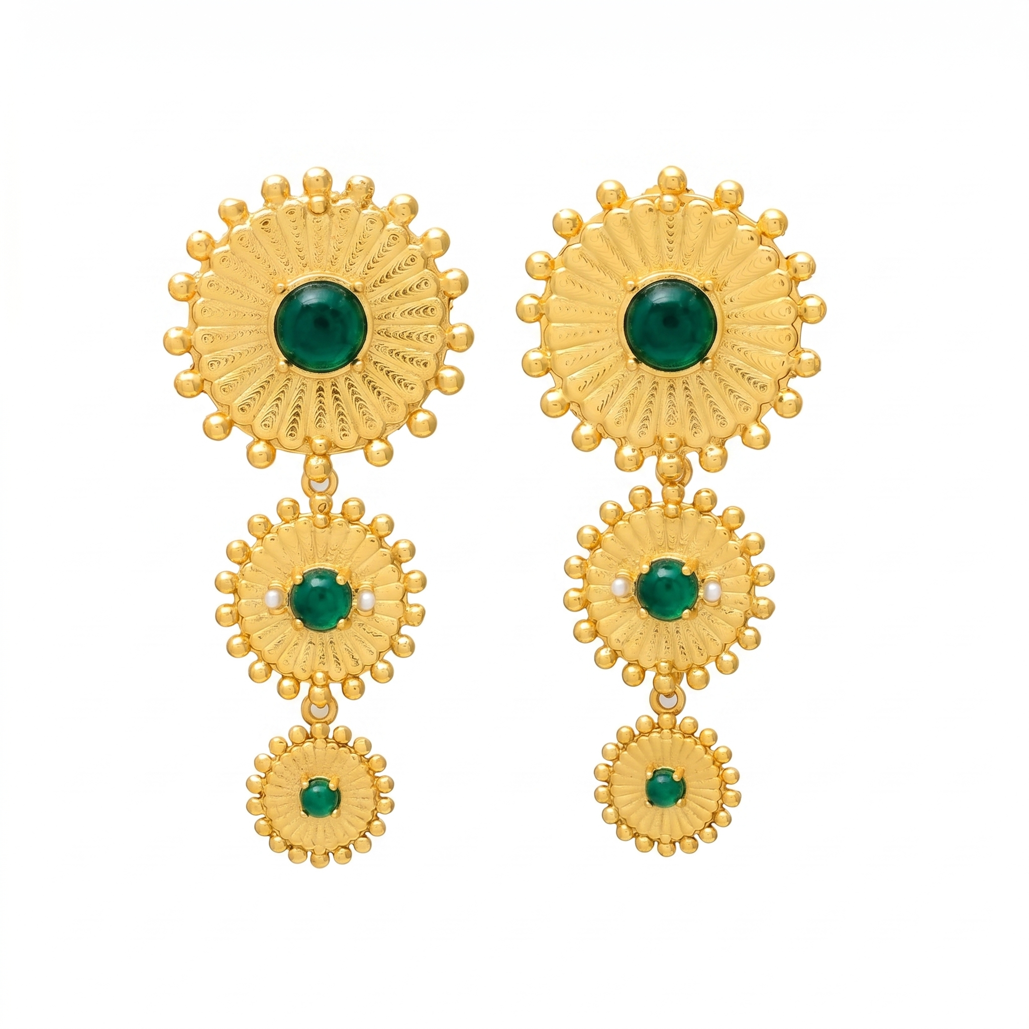 LORETTE, ARETES DESMONTABLES CON PIEDRAS NATURALES Y BAÑO DE ORO