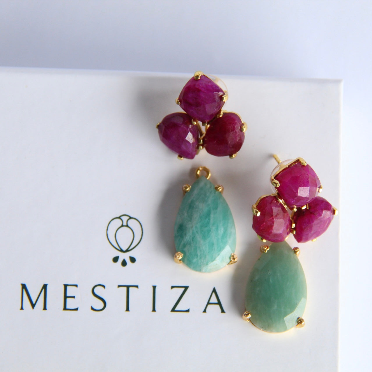 CECILE, aretes desmontables con piedras naturales