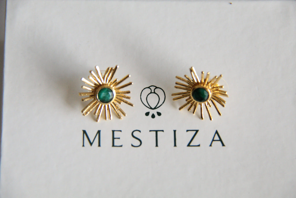SOL, ARETES CON PIEDRAS NATURALES