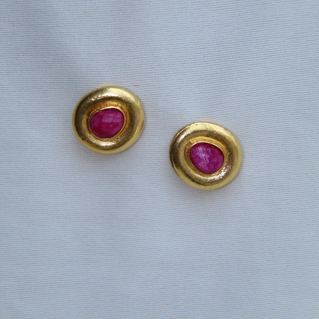 ACACIA, ARETES DESMONTABLES CON PIEDRAS NATURALES Y BAÑO DE ORO