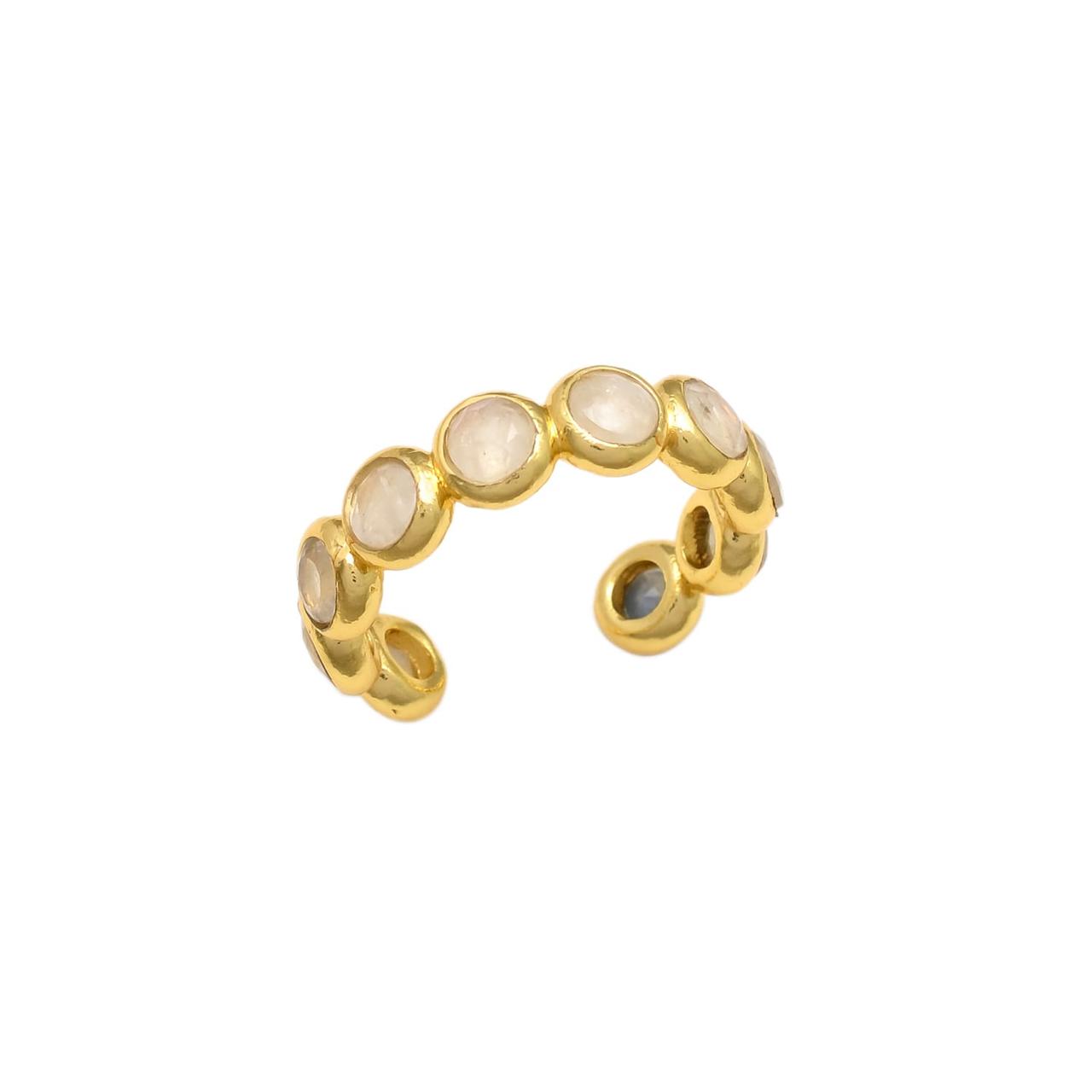 JOLIE, ANILLO AJUSTABLE CON PIEDRAS NATURALES Y BAÑO DE ORO