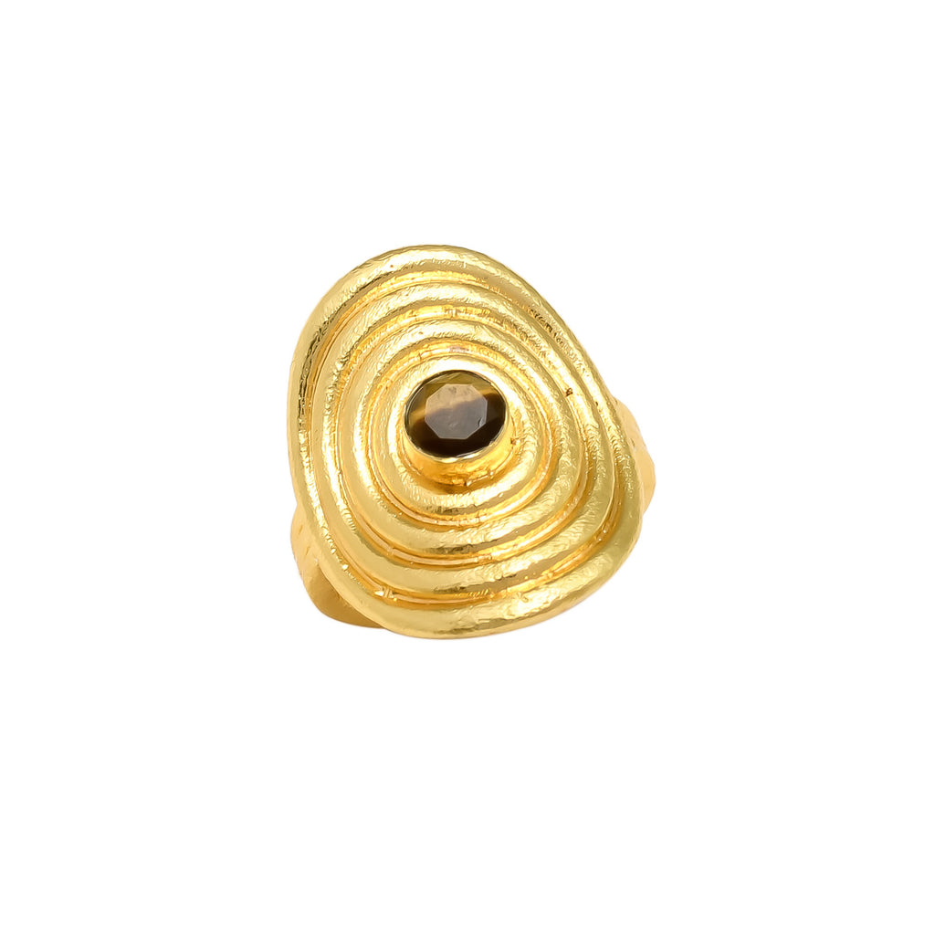 LILIANNE, ANILLO AJUSTABLE CON PIEDRAS NATURALES Y BAÑO DE ORO