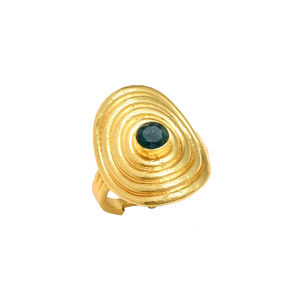 LILIANNE, ANILLO AJUSTABLE CON PIEDRAS NATURALES Y BAÑO DE ORO