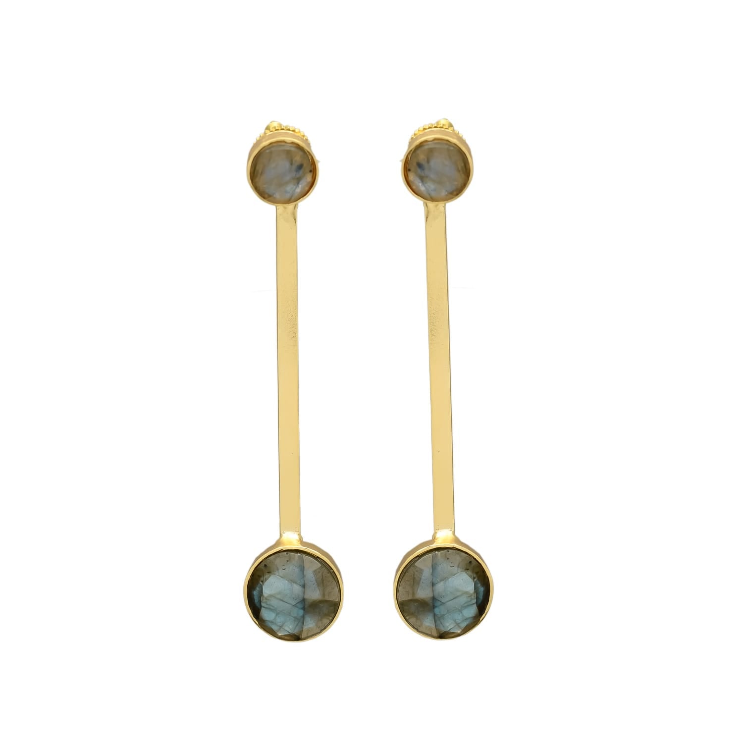 LOLLA, ARETES DESMONTABLES CON PIEDRAS NATURALES Y BAÑO DE ORO