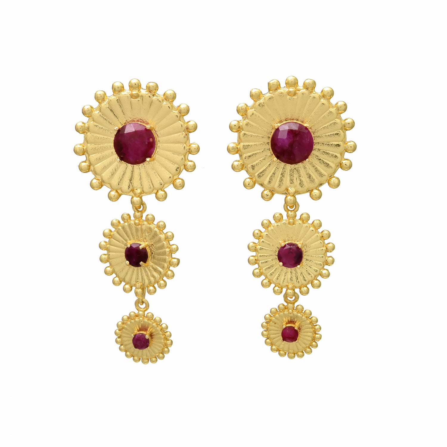 LORETTE, ARETES DESMONTABLES CON PIEDRAS NATURALES Y BAÑO DE ORO