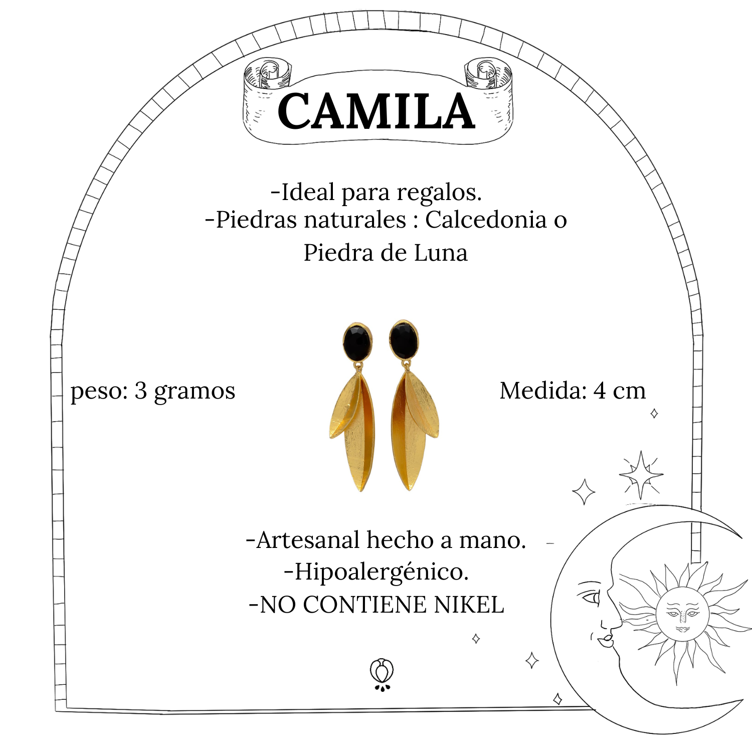 CAMILA, ARETES CON PIEDRAS NATURALES