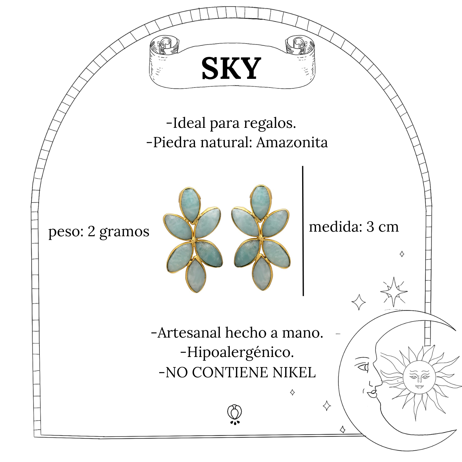 SKY, ARETES CON PIEDRAS NATURALES