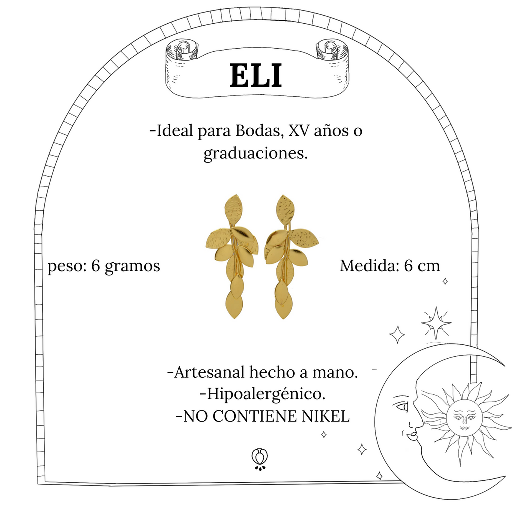 ELI, ARETES DORADOS CON BAÑO DE ORO.