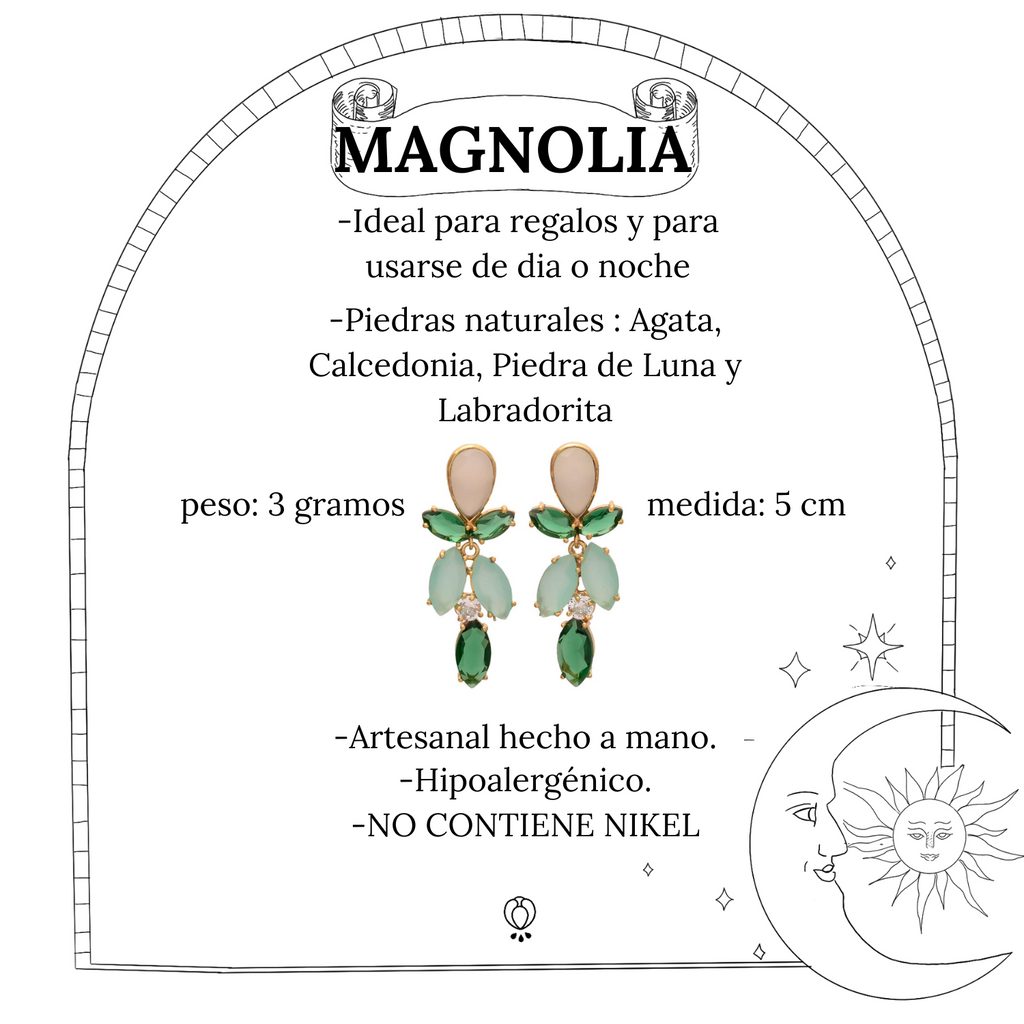 MAGNOLIA, ARETES CON PIEDRAS NATURALES