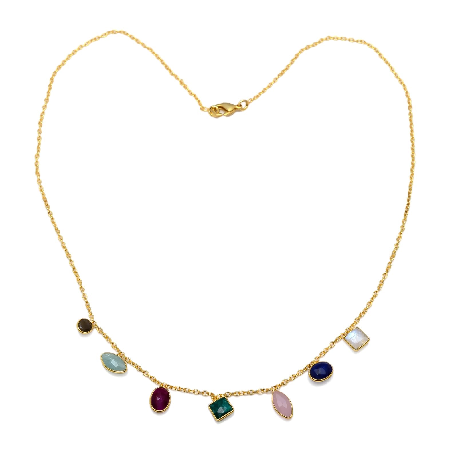 MAR, COLLAR CON PIEDRAS NATURALES Y BAÑO DE ORO.