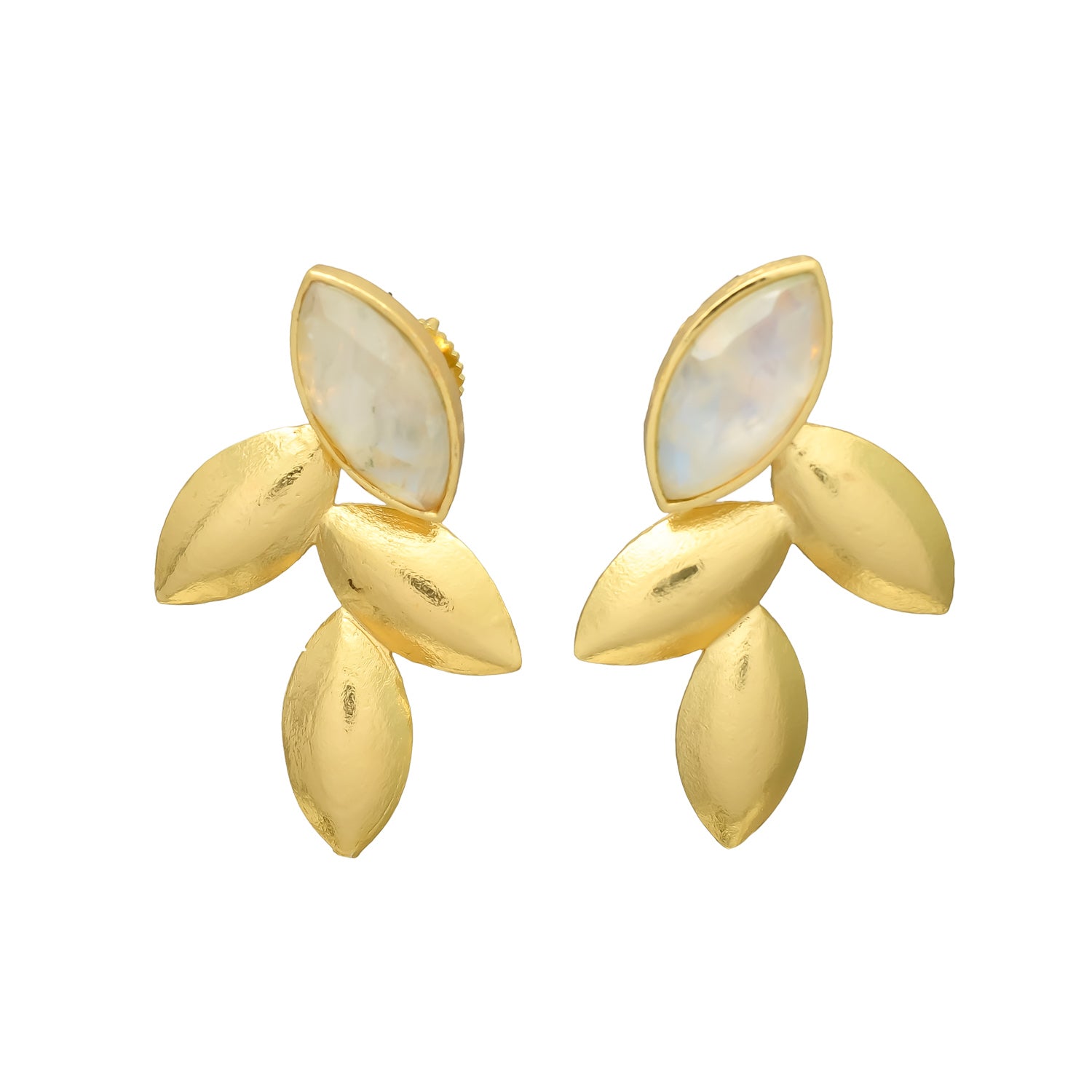 MARIETA, ARETES CON PIEDRAS NATURALES Y BAÑO DE ORO