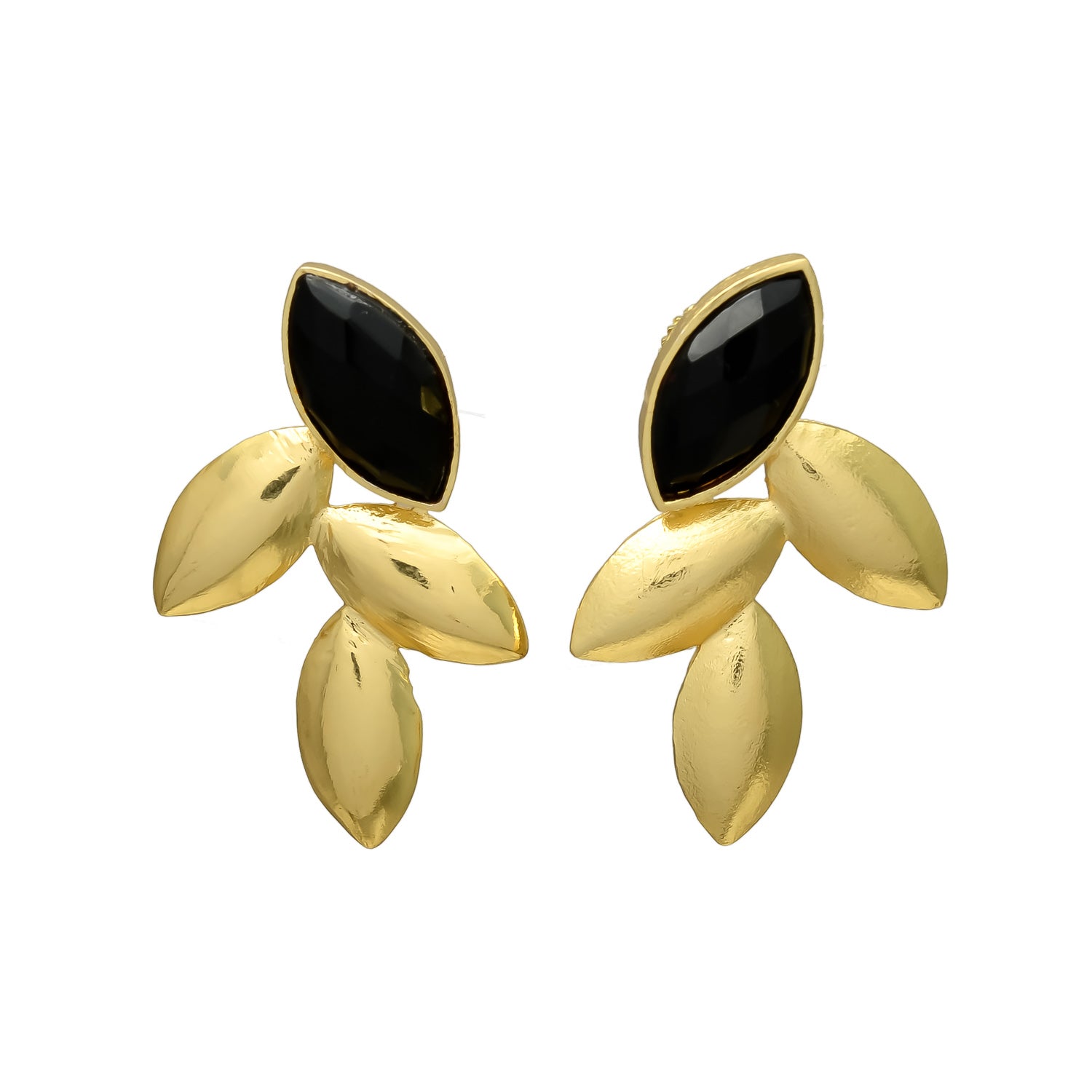 MARIETA, ARETES CON PIEDRAS NATURALES Y BAÑO DE ORO