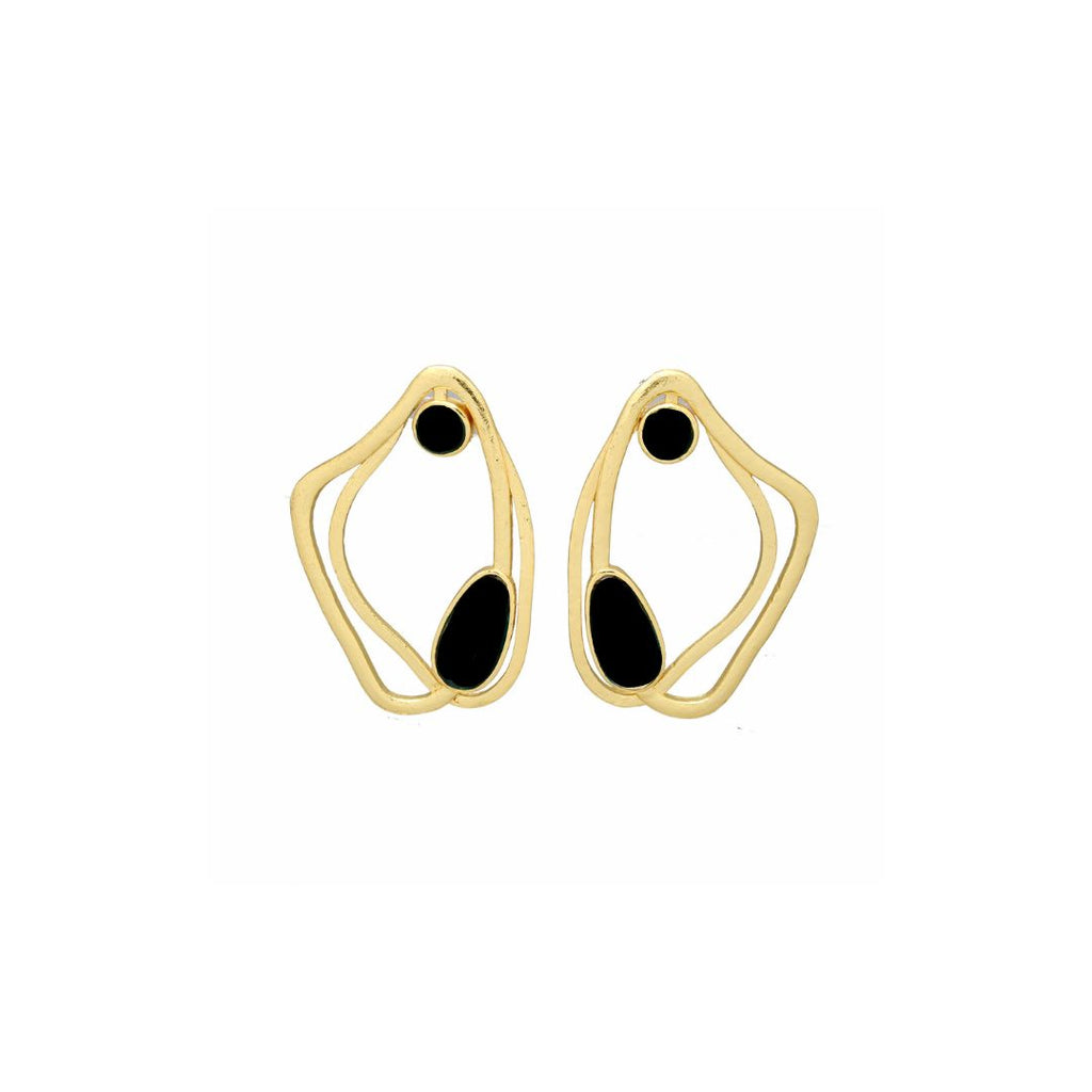AYLA MINI , ARETES CON PIEDRAS NATURALES Y BAÑO DE ORO