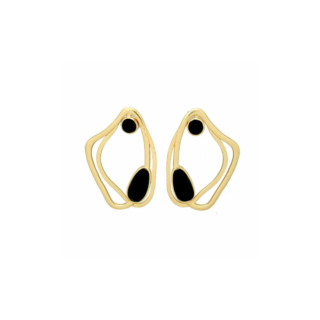 AYLA MINI , ARETES CON PIEDRAS NATURALES Y BAÑO DE ORO