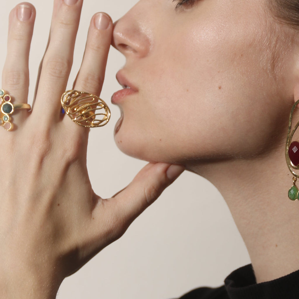 KALIRA, ANILLO , CON BAÑO DE ORO