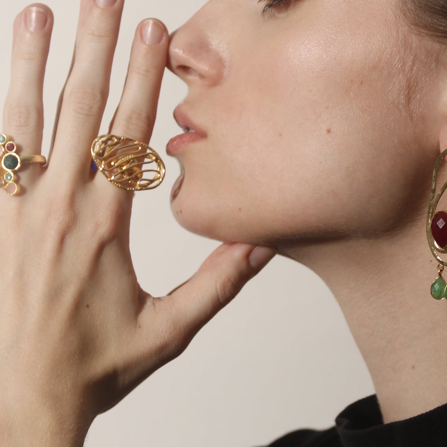 KALIRA, ANILLO , CON BAÑO DE ORO