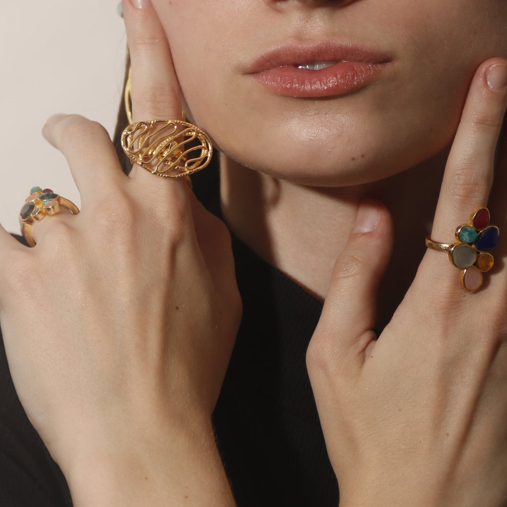 KALIRA, ANILLO , CON BAÑO DE ORO