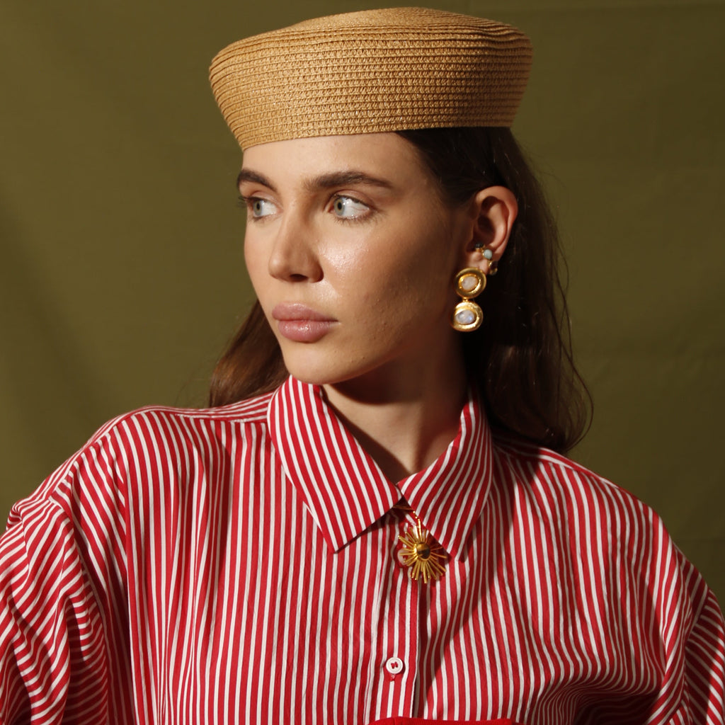 ACACIA, ARETES DESMONTABLES CON PIEDRAS NATURALES Y BAÑO DE ORO