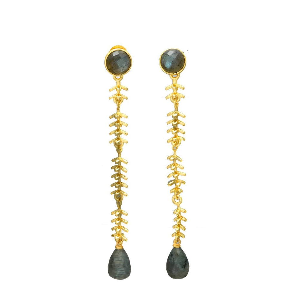 SAKTI, ARETES DESMONTABLES CON PIEDRAS NATURALES Y BAÑO DE ORO