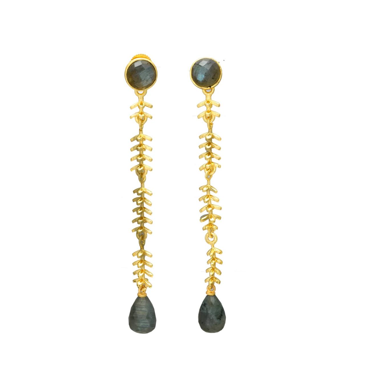 SAKTI, ARETES DESMONTABLES CON PIEDRAS NATURALES Y BAÑO DE ORO