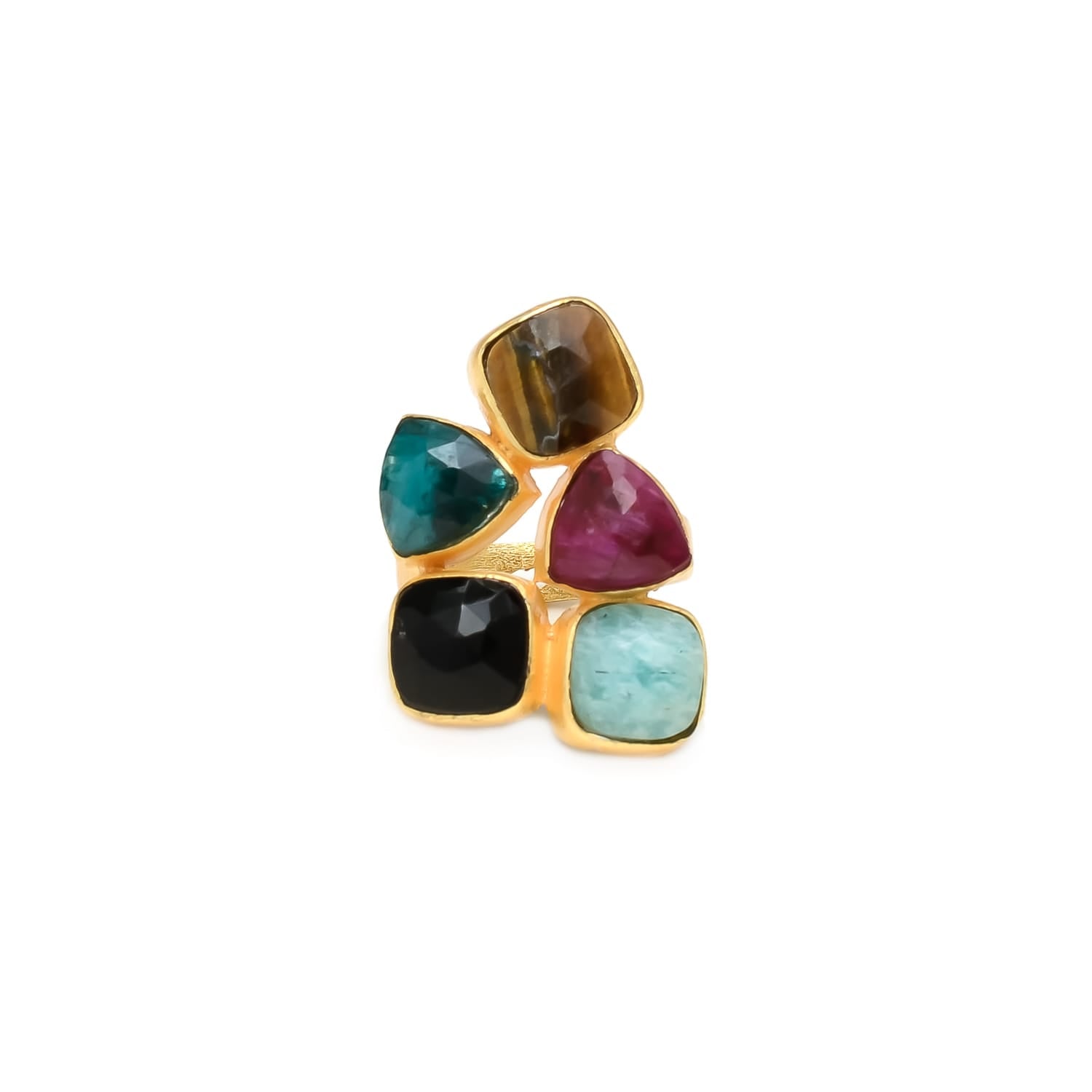 SHINE anillo con piedras y baño de oro de 24k