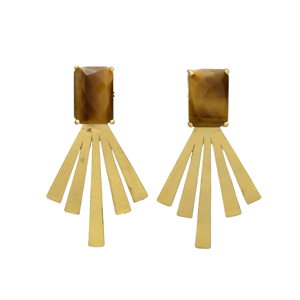 KARLOTA, ARETES CON PIEDRAS NATURALES Y BAÑO DE ORO