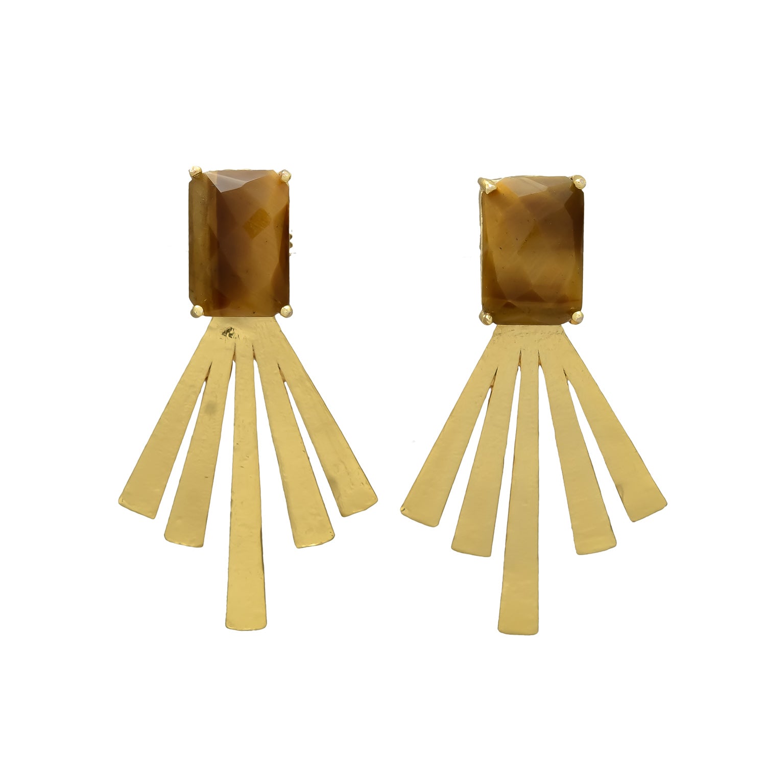 KARLOTA, ARETES CON PIEDRAS NATURALES Y BAÑO DE ORO