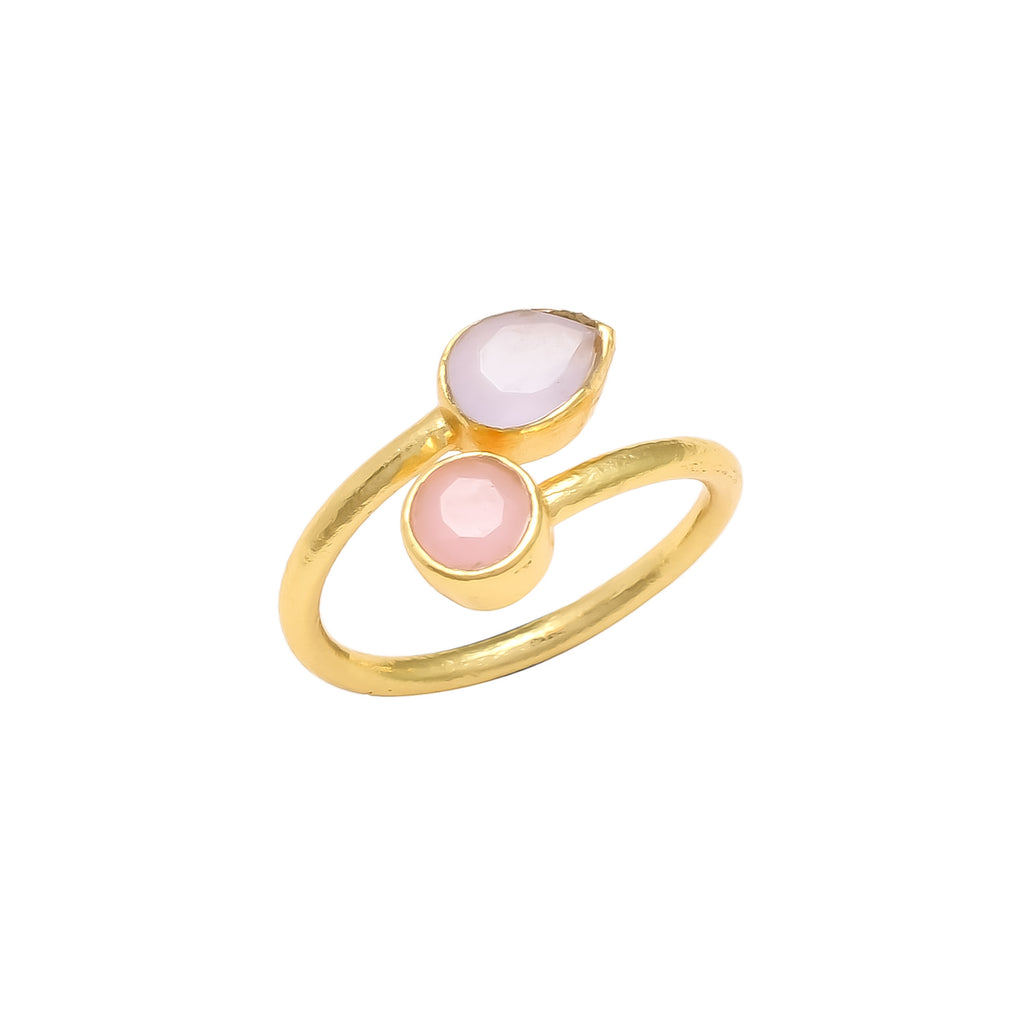 VIENA, ANILLO CON PIEDRAS NATURALES Y BAÑO DE ORO DE 14K