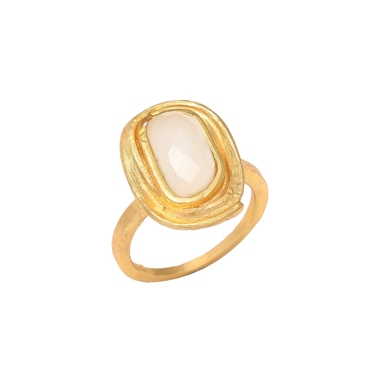 CASSIA, ANILLO CON PIEDRAS NATURALES Y BAÑO DE ORO