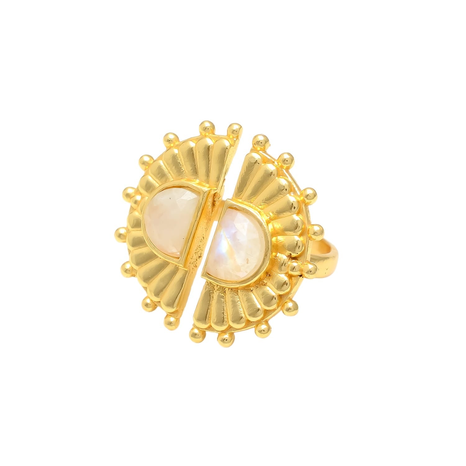 LORETTE, ANILLO AJUSTABLE CON PIEDRAS NATURALES Y BAÑO DE ORO