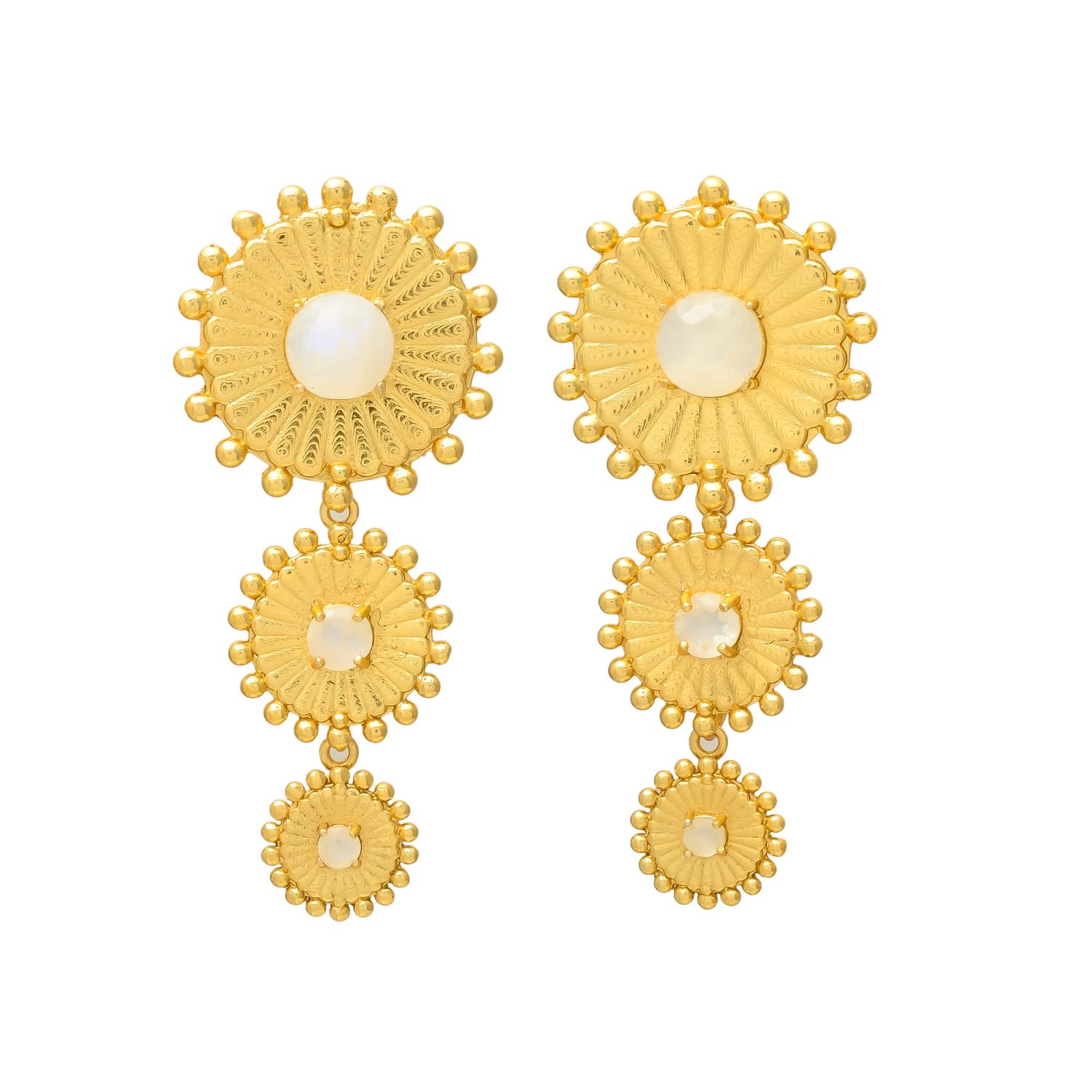 LORETTE, ARETES DESMONTABLES CON PIEDRAS NATURALES Y BAÑO DE ORO