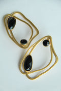 AYLA MINI , ARETES CON PIEDRAS NATURALES Y BAÑO DE ORO